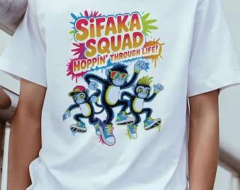 Colorful Sifaka Squad T-Shirt Fun Unisex Graphic Tee for Casual Wear Shirt Unique Animal Lover Gift