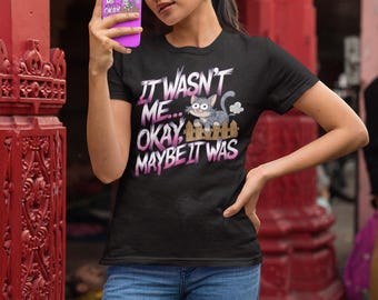 Mischievous Cat T-Shirt Sassy Kitty Humor Design Tee Witty Feline Meme Shirt Cartoon Cat Art Tee Sarcastic Cat Lover Gift Funny Feline