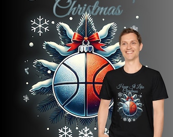 Basketball Christmas T-Shirt, Ornament Unisex Softstyle Tee, Holiday Tee, Christmas Sports Shirt, Casual Comfort Tee, Basketball Fan T-shirt