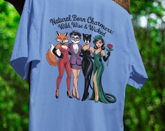 Funny Women Villains Shirt Fox Owl Cat & Snake Ladies Tee Wild Wise Wicked Gift for Her Sarcastic Humor Tee 2025 Trend Shirt