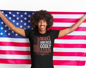 Make America Godly Again TShirt Patriotic Bible Verse Tee Psalm 3312 Shirt Faith Based USA Apparel Religious Christian Gift for Believers