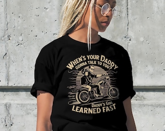 Biker Dad Shirt Motorcycle Tee for Father Daughter Bond Retro Vintage Gift for Bikers Chopper Ride Apparel | Dad and Daughter Motorcycle Tee