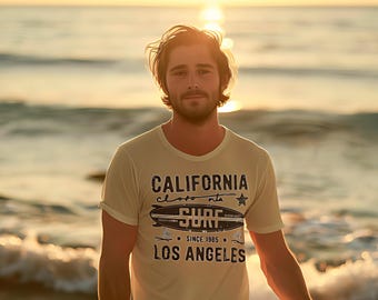 California Surf Dreams Shirt Endless Summer Vibes Golden State Surf Tee Vintage California Surfboard Graphic Shirt Unisex Softstyle T-Shirt