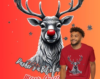 Glamorous Reindeer Unisex Softstyle T-Shirt, Christmas Tee, Rudolph Shirt, Holiday Apparel, Festive Clothing