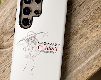 Phone Cases White Samsung Galaxy, Nude But Make It Classy Elegant Silhouette, Women's Empowerment Gift for Bold Blonde Life