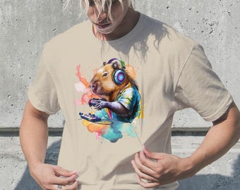 Funny Capybara Gamer Shirt Retro Gaming Tee Cute Animal Tee Video Game Capybara TShirt Arcade Pixel Art Funny Meme Tee Gamer Boyfriend Gift