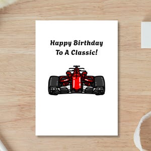 Feliz aniversário para um cartão de aniversário clássico e digital, cartão de aniversário para qualquer amante de carros!