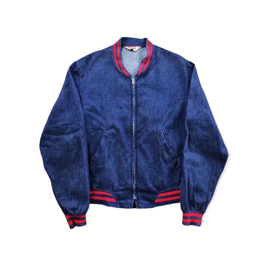 Vintage 70s Peters All Weather Sportswear Denim Bomber Jacket Etsy