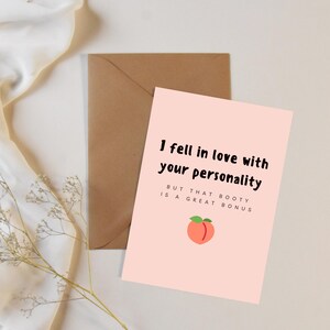 Tarjeta de descarga digital divertida: 'Me enamoré de tu personalidad, pero ese botín es una gran ventaja' | Tarjeta imprimible coqueta para él o ella