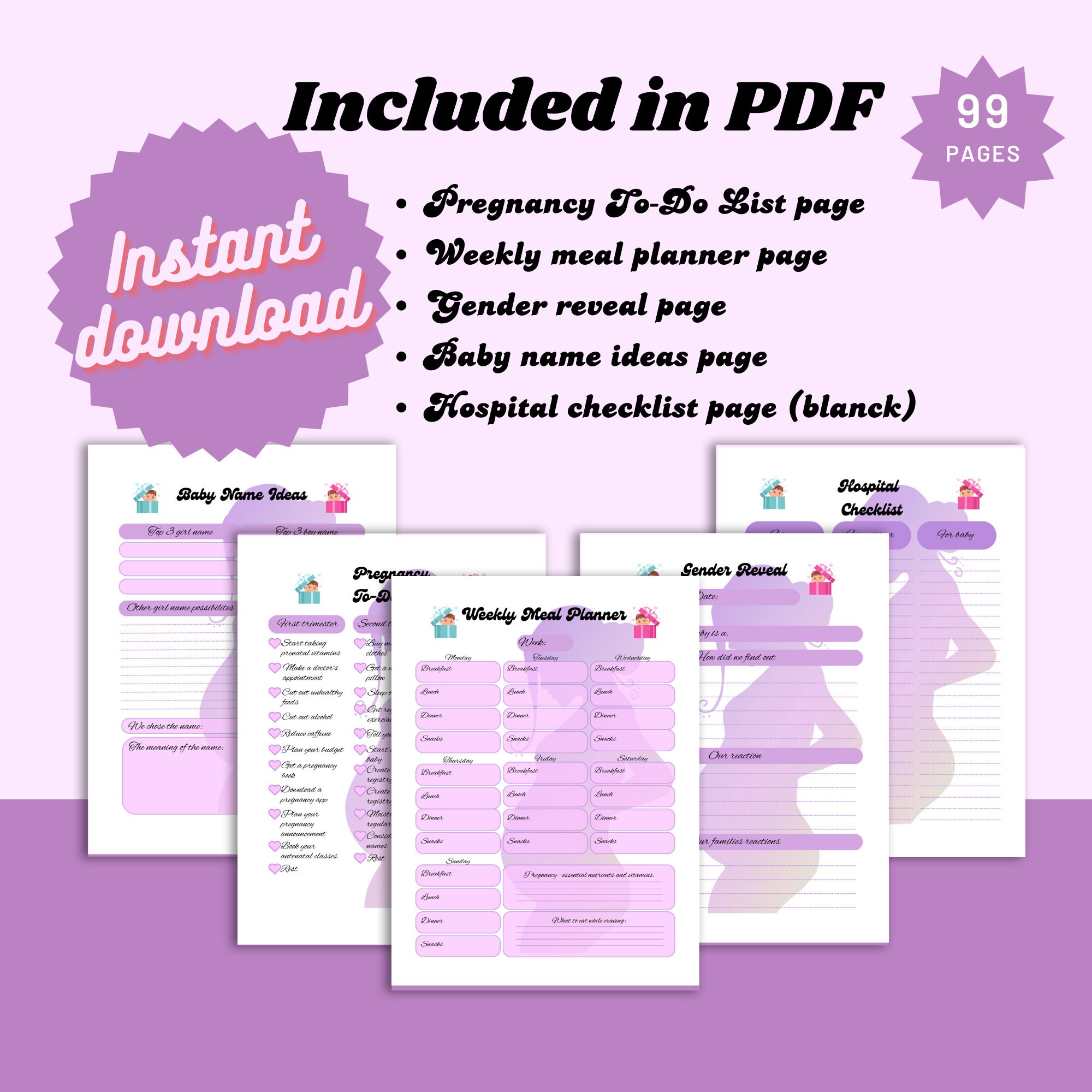 Pregnancy Planner Printable, Printable Pregnancy Journal, From Bump to ...