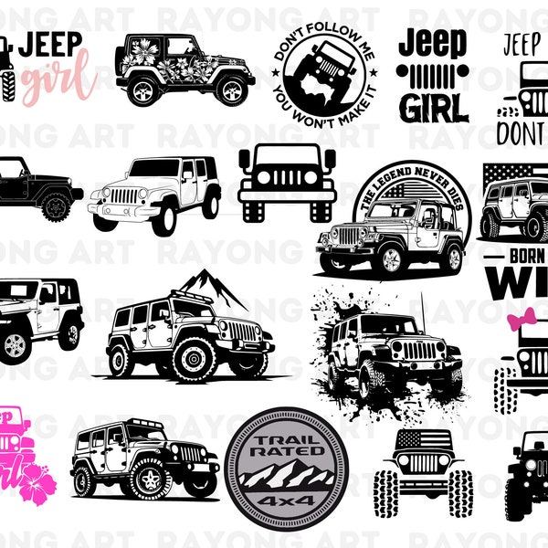 Paquete SVG de tracción en las 4 ruedas, Off Road Girl SVG, 4WD Svg Png, Jeep Svg Clipart, Off Road Cricut Cut Files, USA Off Road Truck Svg