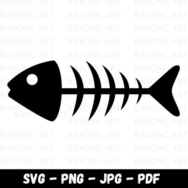 Fish Skeleton PNG Fish Clip Art Fish Bones PNG Instant Download Cut Files For Cricut Fish Bones SVG