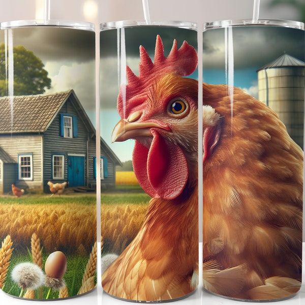 Chicken Homestead Tumbler Wrap PNG, 20oz Skinny Tumbler Design Sublimation PNG, Chicken Sublimation Print Ready, Digital Download