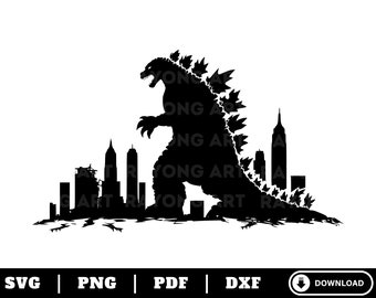 Godzilla SVG, Godzilla Silhouette, Godzilla Png Dxf Pdf, Cricut geschnitten Dateien, Godzilla Clipart Vektor Sofort Download