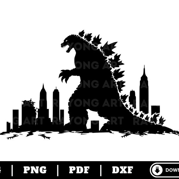 Godzilla SVG, Godzilla Silhouette, Godzilla Png Dxf Pdf, Cricut Cut Files, Godzilla Clipart Vector Instant Download