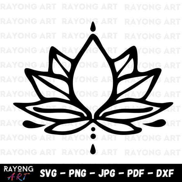 Lotus SVG PNG Lotus Flower SVG Cut Files For Silhouette / Cricut Yoga Lotus Leaf Clipart  Meditation Svg Png Dxf Jpg Pdf