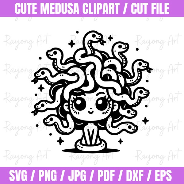 Cute Medusa SVG,PNG, DXF Medusa Cut File for Cricut, Medusa Head svg, Medusa Gorgona svg, Medusa Shirt svg - Digital Download