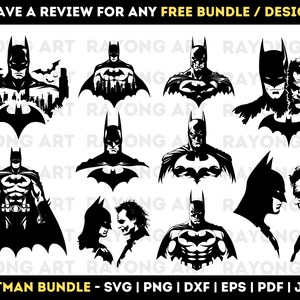 Batman SVG Bundle, Joker & Batman Silhouette Bundle, Batman Mask SVG PNG Design, Batman Logo High Quality Vector Cut Files Digital Download