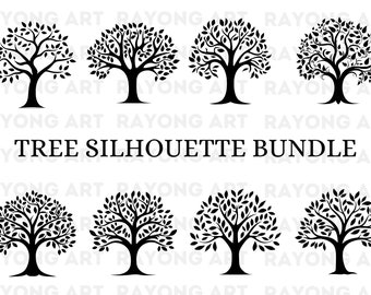 Tree Silhouette Svg Bundle, Tree of Life Clipart, Tree Cut Files for Cricut, Forest Svg Files, Black Tree Png, Tree Clipart