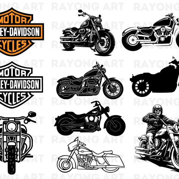 Harley Davidson SVG Bundle, Motorrad Harley Davidson Silhouette Logo, Motorrad SVG Vektor, Harley svg, digitaler Download Bundle