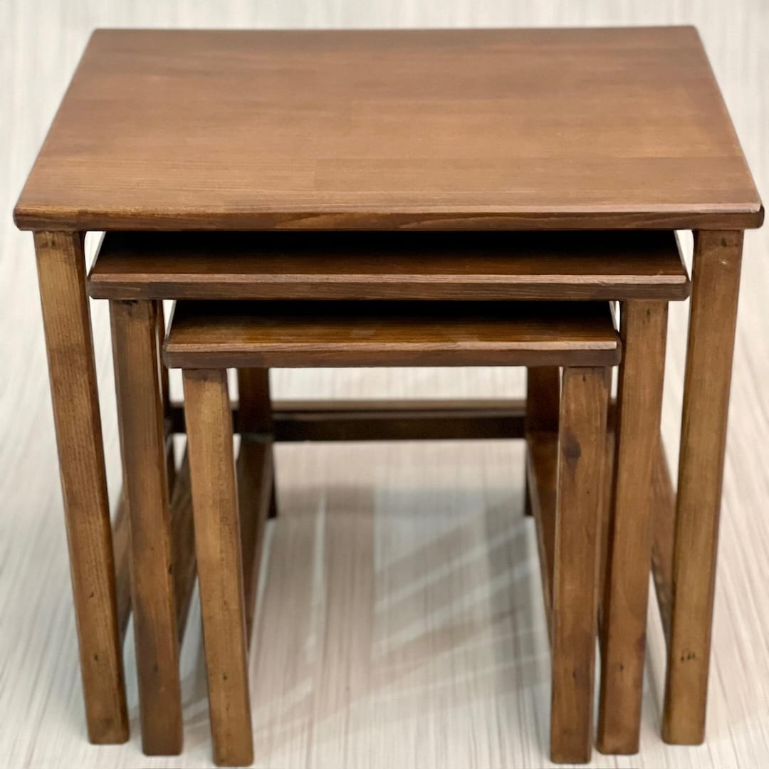 Nesting Table Set of 3 Solid Wood Nesting Tables Side Table Set Etsy