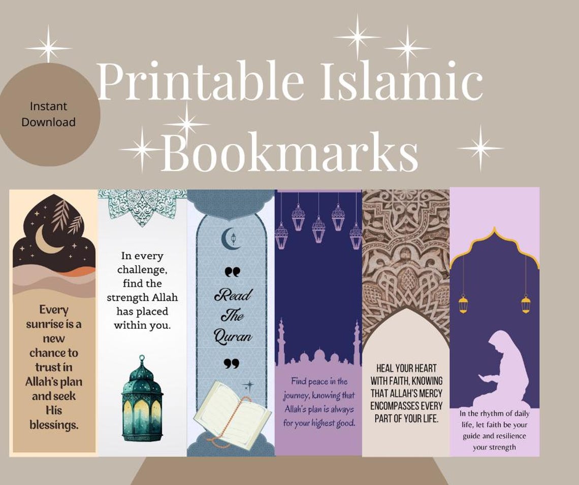 Printable Islamic Book Marks, Islamic Quotes, Printable Reading Gift Digital Bookmark - Etsy
