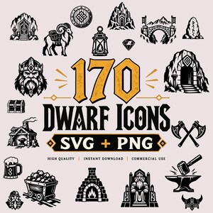 170 dvärgikoner SVG PNG-paket