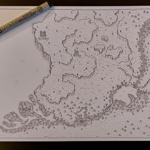 Ravenscar Badlands - Impression numérique de carte fantastique haute résolution (A4)