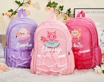 Personalized Kids Backpack, Custom Name Backpack for Boys Girls, Ballerina Backpack for Kids, Toddler Bag with Name,Children's School Bag