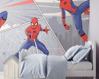 Spiderman Kids Wallpaper Peel and Stick | Spiderman Wallpaper for Nursery Boy | Self Adhesive Spiderman Wall Mural Boys Room Decoration