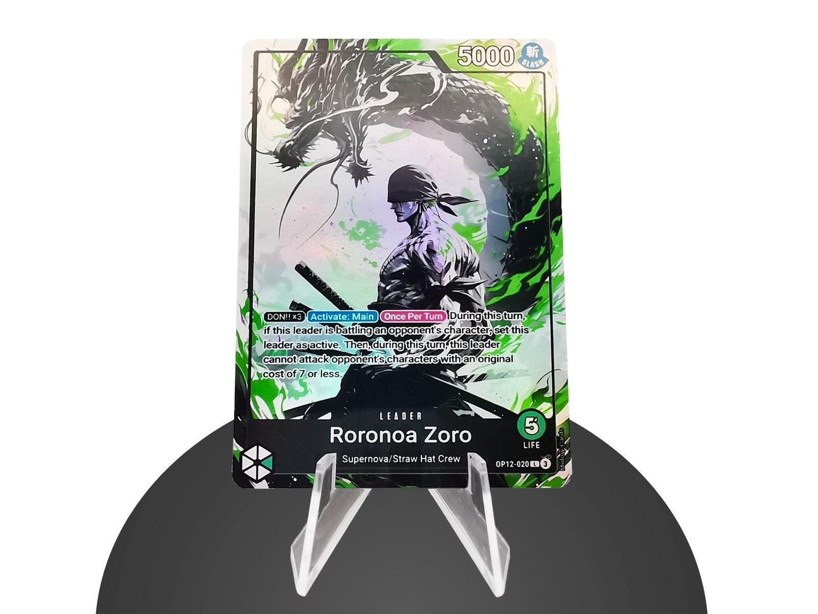 Zoro Leader OP12 Custom – Karte One Piece - Hyper-gloss Full Holo