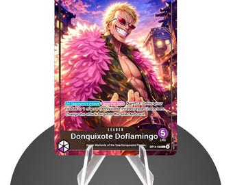Líder personalizado Doflamingo OP14 – Tarjeta One Piece - Lámina holográfica completa con brillo intenso
