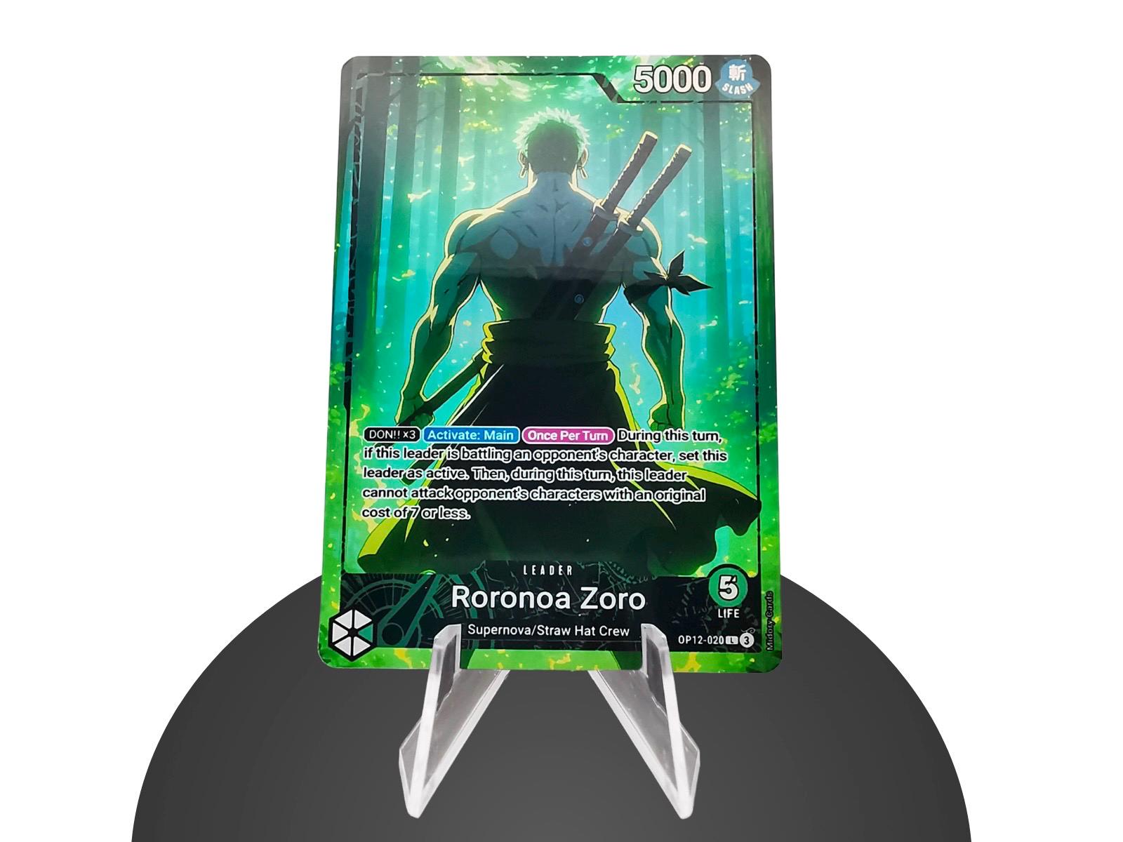 Zoro Leader OP12 Custom – Karte One Piece - Hyper-gloss Full Holo Foil -  Etsy Israel, image size:1600x1200