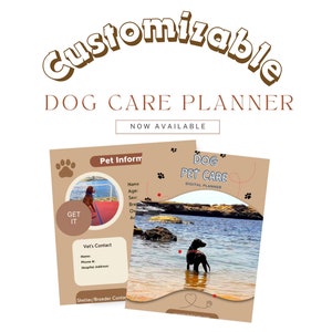 Customizable Dog Care Planner, Custom Pet Planner,  Dog Health Tracker, Pet Care journal, Dog care Journal, Dog Care Organizer, Gift for her
