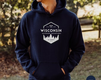 Wisconsin Outdoor Adventures Hoodie, Wisconsin Apparel, Wisconsin Sweatshirt, Wisconsin Lover Sweatshirt, Wisconsin Travel Sweatshirt