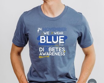 In November We Wear Blue Diabetes Awareness Hoodie and Tee, Kids and Adults, November Gift Idea, Support Diabetes Cause, Colorful Shirt