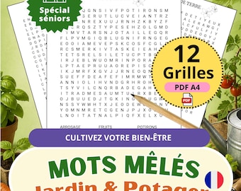 Woordzoekpuzzels Frans tuinieren | Grote letter, volwassenen, senioren (afdrukbare pdf)