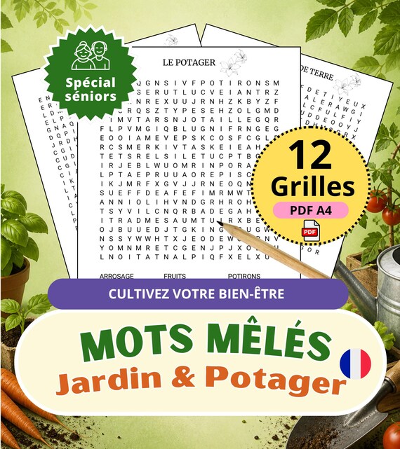French Gardening Wordsearch Puzzles | Large Print, Adults, Seniors (Printable PDF)