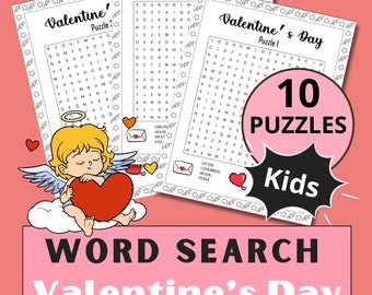 Valentine's Day Word Search Puzzles for Kids (Printable PDF)