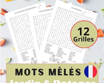 Woordzoekpuzzels Frans tuinieren | Grote letter, volwassenen, senioren (afdrukbare pdf)