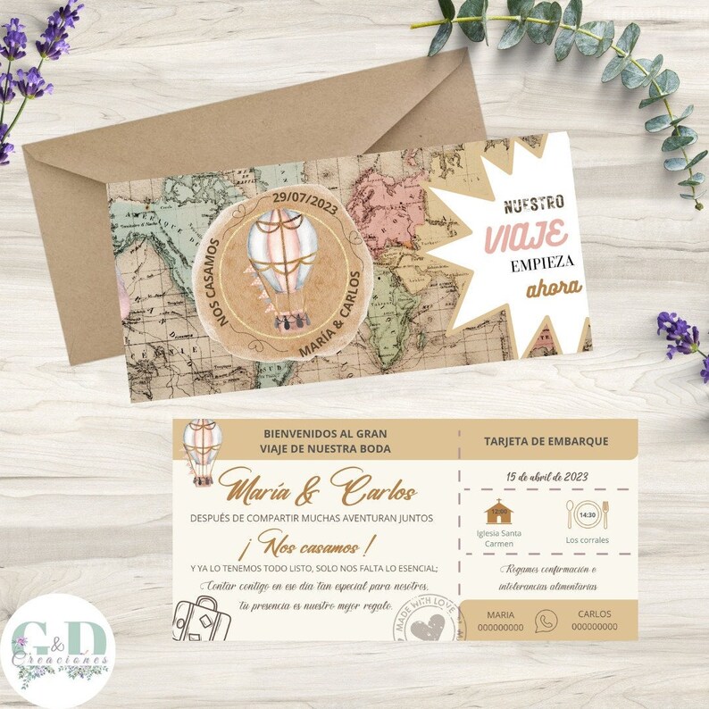 Wedding Invitation in Spanish, Personalized, Traveling Collection ...