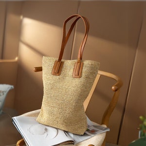 Handmade Raffia Tote Bag: Woven Straw Beach Bag, Eco-Friendly
