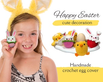 Easter decoration bags for eggs，easter bag for kid，crochet eggs cover easter ornament,easter egg hunt for kids,easter eggs ornaments