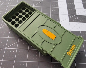 Caja de almacenamiento de munición de 9 mm – Estuche apilable de 50 cartuchos / Organizador de munición impreso en 3D / Caja de munición para campo de tiro hecha a medida