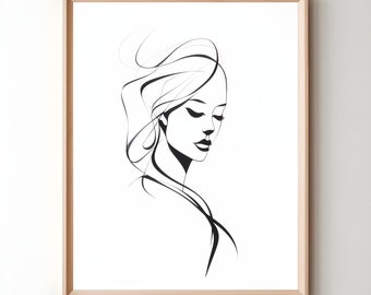 Female Line Wall Art, Line Art, Woman Line Art, One Line Art, Single Line Art, Line Drawing, Minimalist Art, Downloadable Art, Simple, svg