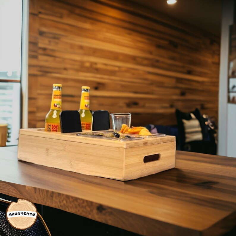 Beer and Snack Holder Wooden Organizer Unique Gift Wooden Beer Box