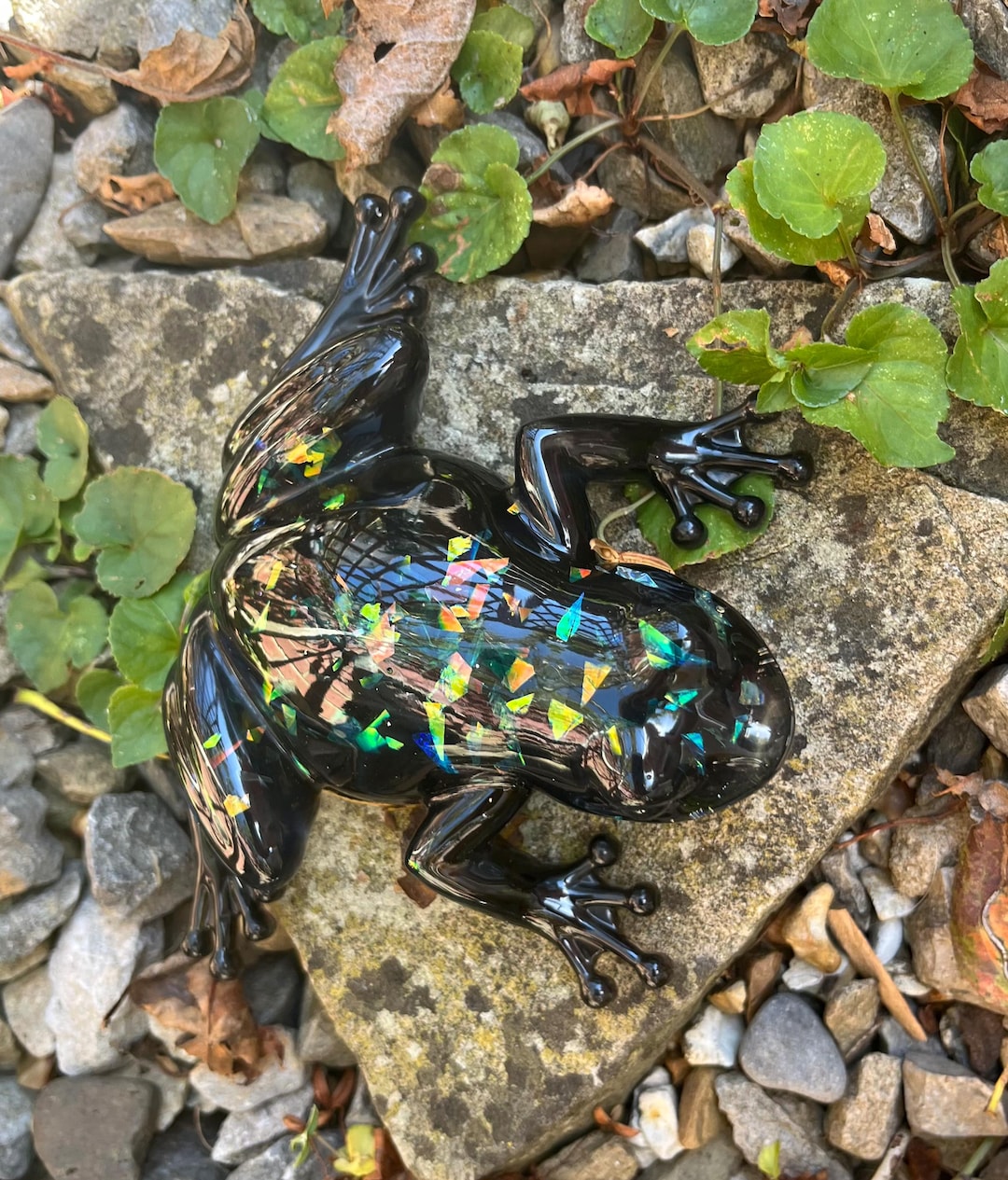Sparkle Black Resin Frog Pocket Pet C...
