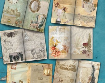 ヴィンテージメモリージャンクジャーナルキットページロマンティック