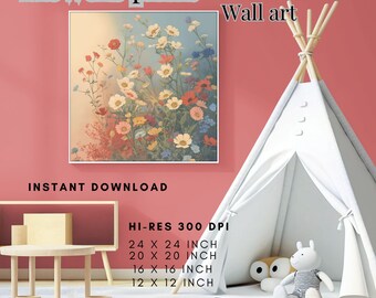 Wild Flower Wall Art For Living Room Floral Art Print Wild Flower Paint Art Wall Decor For Cafe Wall Art For Nursery Printable Art