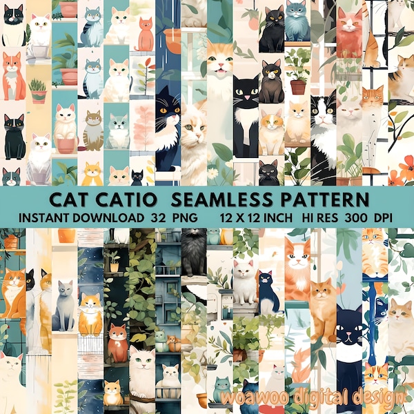 Catio Cat Pattern Gift For Cat Mom Window Catio Digital Print Cat Artful Cat Tree Decorer